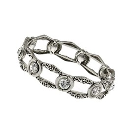 2028 Jewelry Crystal Open Work Stretch Bracelet