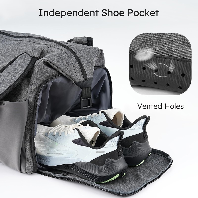 Kookoomia Gym Bag with Shoes Compartment and Wet Pocket Convertible