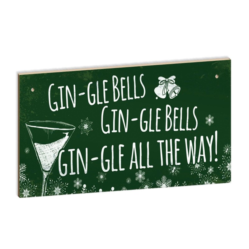 Second Ave Funny Gin-gle Bells Christmas Xmas Wooden Hanging Decoration