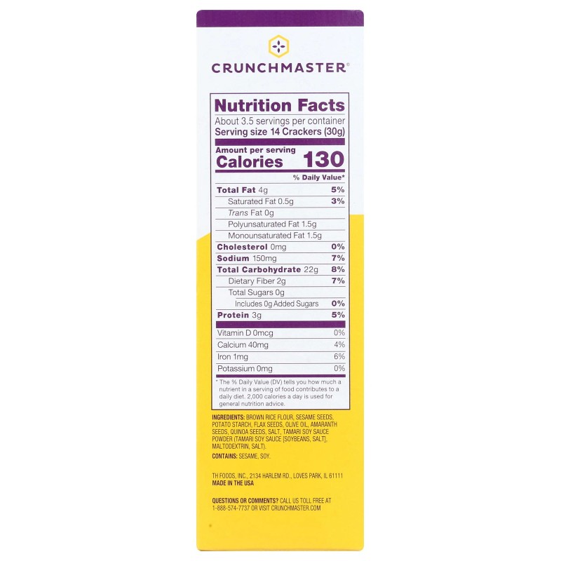 Crunchmaster CRACKER No Hydrogenated Fats No High Fructose Corn Syrup