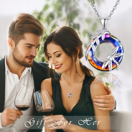 AENEAS Purple Crystal Necklace with Round Rings - Elegant Jewellery Made of 925 Silver, Crystal, Crystal