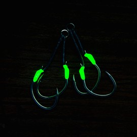 OCEAN CAT Assist Hooks Steel Mamba Slow Pitch Jig Assist Hook Steel Wire Fast Fall Jigging Hooks Size 3/0,4/0,5/0 (3/0, 2 Pairs(1 Pack))