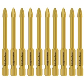 Mgtgbao Golden 10PC 6mm Masonry Drill Bits, Concrete Drill Bit Set for Tile,Brick, Plastic and Wood,Tungsten Carbide Tip Best for Wall Mirror and Ceramic Tile.
