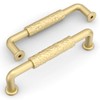Amerdeco 10 Pack Brushed Gold Hammered Cabinet Pulls 3.75 Inch(96mm)