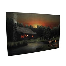 Ohioe Wholesale Long Summer Evening Cabin in The Woods LED Lighted Canvas Print