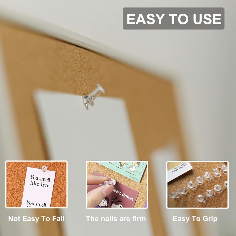 200pcs Transparent Push Pins, Plastic Head Drawing Poster Tacks Needle,