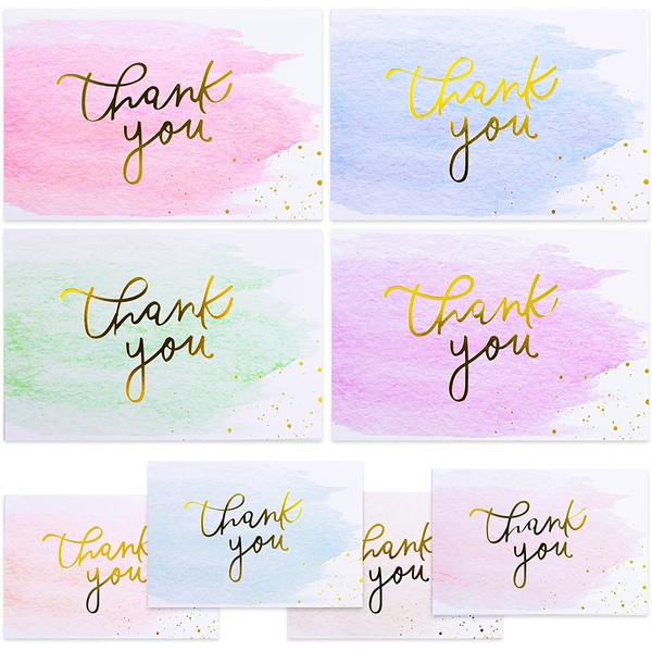 Gold And Watercolor Thank You Cards for Thank You Notes! Bulk Set of 48 Blank Cards with Envelopes for Baby Shower Note Cards, Wedding Thank You Cards and Bridal Shower Thankyou Card