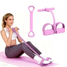 2 Pcs Kit Ligas de Resistencia para Ejercicio, con Bandas de Resistencia equipado con Hand Grip y Pedal más Bandas Elasticas de Silicona, Tobillo de 6