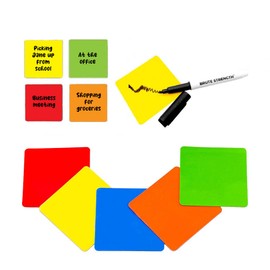 Dry Erase Magnets Set - 50 Pack includes Marker - 3x3" Whiteboard Magnetic Planning Pads Labels - Small White Board Magnet Strips for Home and office
