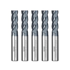 WEXWE Tools Carbide End Mill Square Milling Cutter for Cutting Alloy Steels,Cast Iron, Hardened Steel - 4 Flute Cutting Tools 3/16 Shank (3/16-2.5" 5PCS)