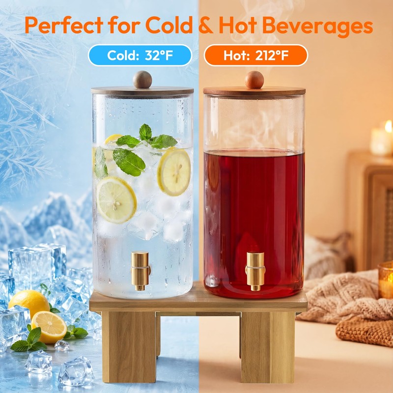 1.5 Gallon Drink Dispenser for Parties (2 Pack) Glass Beverage