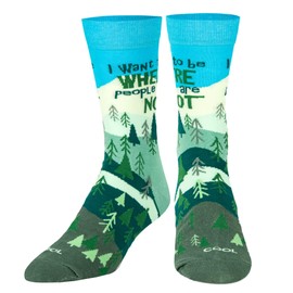 Cool Socks Hit The Trails Fun Print - Calcetines para hombres y mujeres, Donde la gente no está, Large