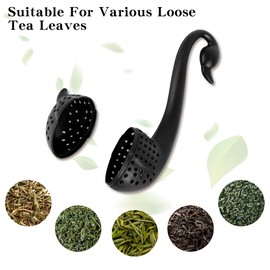 Cute Swan Tea Infuser for Loose Leaf Tea Reusable Tea Infuser Filter, Fun Gift for Tea Lovers Clever Kitchen Gadget (1 Pcs black)