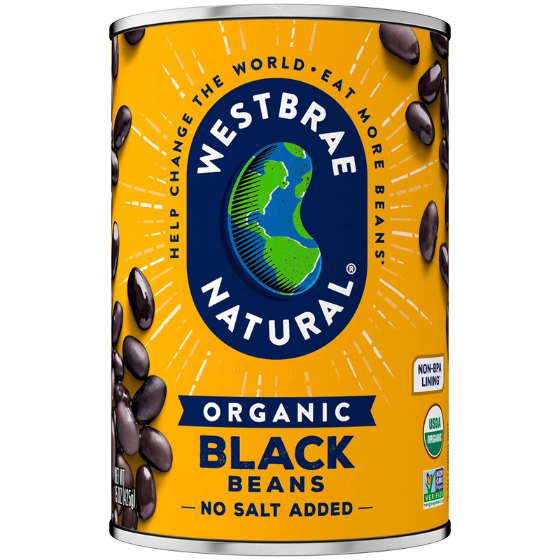 Westbrae Natural Organic Black Beans, Low Sodium, 15 Oz (Pack