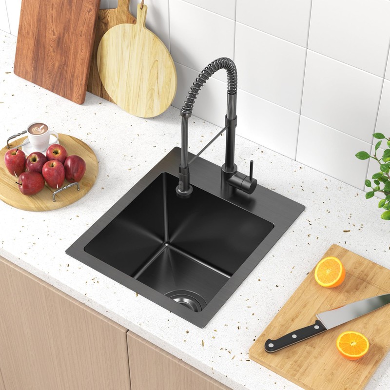 13 x 15 inch Drop in Bar Sink Black, Small