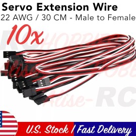 ALISERC 10 x 22Awg 12 inch 30Cm 300Mm Servo Extension Lead Wiring Cable for JR RC Car