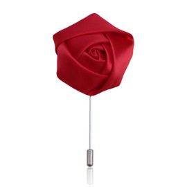 UAIAGM Lapel Pin for Men Gentleman's Essentials Premium Handmade Flower Red Rose Boutonniere Silk Rose Pin Red Flower Suit Pins for Gentlemen Stylish Man's Accessory