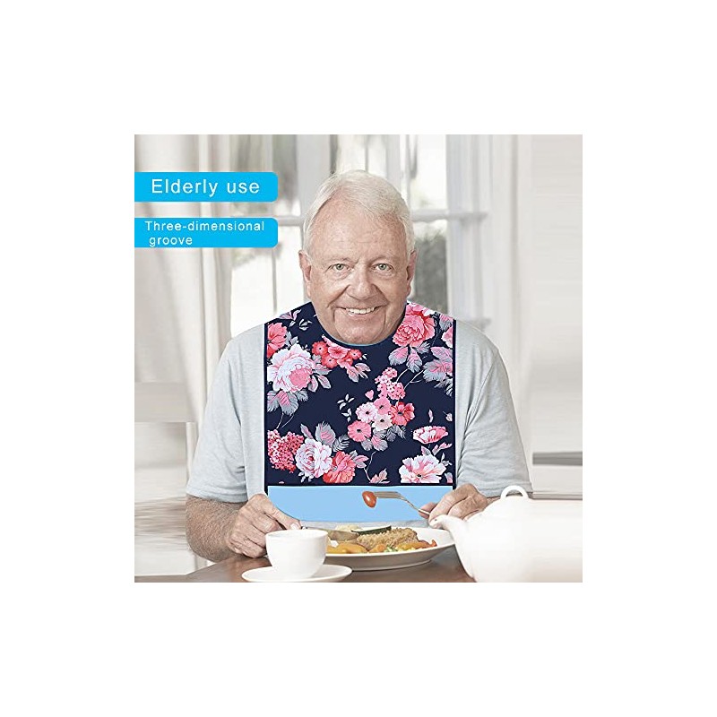 kuou Kuou 2-Pack Adult Bibs, Washable Dining Bibs for Elderly