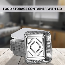 Homeshopa Aluminium Foil Trays with Lids, Disposable Tin Foil Containers, Best for Meal Prep, Food Storage, Baking, Broiling, Roasting, Disposable Food Containers, 9 X 9 Inch Square (6)