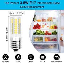 TZHILAN Kei D28x Kel 2816x Refrigerator Bulb 3W, Frigidaire Bulb Replacement Refrigerator Kei D28x 5304522314 5304517886 E17 Led, Daylight White 5000K, 1-Pack