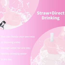 Yenergy Collapsible 64oz Water Bottle with Handle & Straw - Spill-Proof Foldable Silicone Bottle for Men/Women (Pink, 2L)