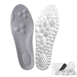 Insoles for Women Man,Cloud insoles for Men Women,4D Cloud Soles for Men Soft Memory Foam Cushioning Insoles - Trim to Fit Steppers Insoles:_Gray_Men 5.5-6.5/Women 6.5-7.5