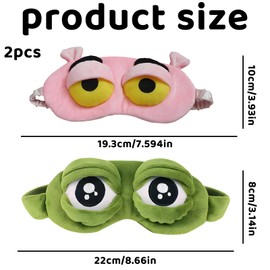 Schlafmaske Lustig, 2 Stück Frosch Augenmasken, Schlafbrille für Kinder und Frauen, Bequeme Schlafmaske mit Augen, Ideale Geschenke für Schlaf und Reise