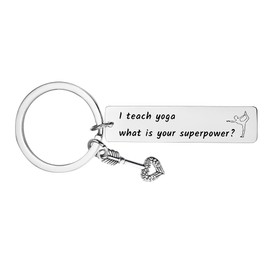 Yreamont Yoga Keychain for Women Yoga Lovers & Teachers - Sliver Metallic