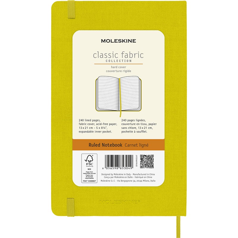 Moleskine Classic Ruled Notebook with Elastic Closure Silk Cover Large