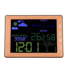 Greensen Wireless Weather Forecast Alarm Clock, Indoor Outdoor Sound Control Clock with Large Digital Display and Backlight for Home, Bedroom, Living Room