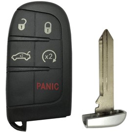 5 Buttons Smart Key Fob Shell Cover Case Fit for Dodge Challenger Charger Dart Durango Journey Jeep Grand Cherokee Chrysler 300 Keyless Entry Replacement Remote Car Key Housing