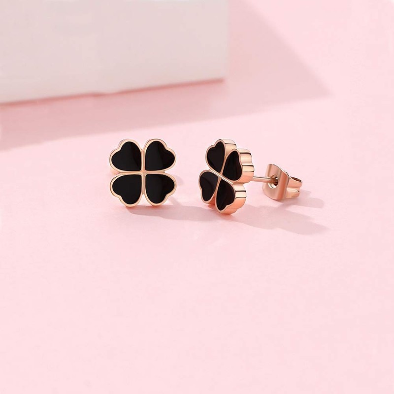 MIKAMU Women's Earrings, Finest, 925 Silver, Popular, Clover, Good Luck,