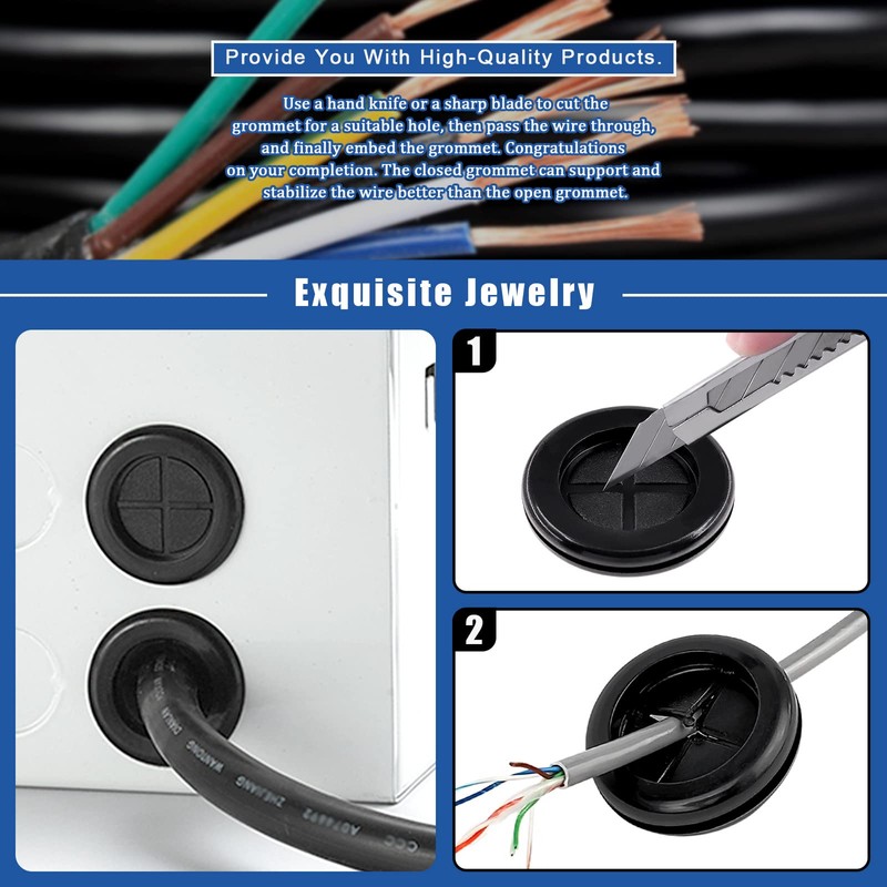 Glarks 43Pcs 10 Size Oval and Round Rubber Grommets Set,