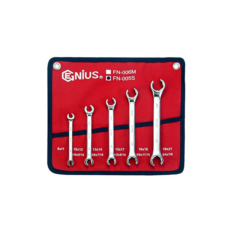 Genius Tools 5PC SAE Flare Nut Wrench Set - FN-005S