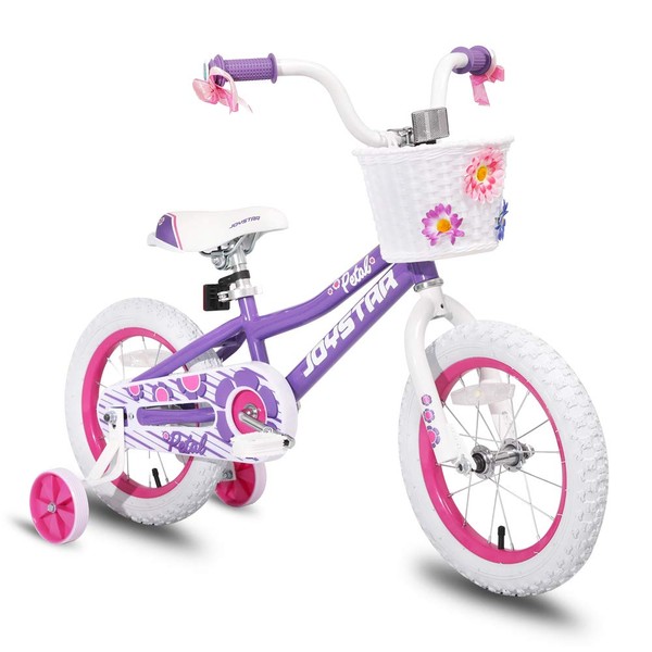 JOYSTAR 12 14 16 Inch Kids Bike with Training Wheels for 2-7 Years Old Girls 32" - 53" Tall, Toddler Bike with 85% Assembled, Blue, Pink, Purple
