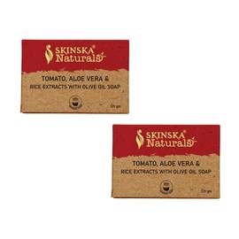 SKINSKA NATURALS Tomato (Pack of 2), Aloe Vera Infused with Olive Oil, Natural, Handmade Body Soap for Men and Women - 125gm