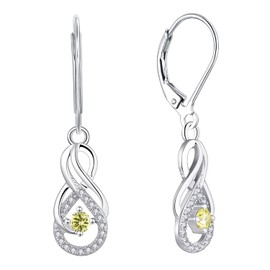 Starchenie Infinity Hoop Earrings, Women's Earrings 925 Silver, Dangling earrings with 3A Cubic Zirconia Birthstone for Women, Sterling Silver, Cubic Zirconia
