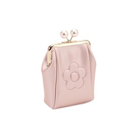 MARY QUANT Embossed Daisy Pearl Multi-Pouch H 5.3 x W 4.7 x D 2.0 inches (13.5 x 12 x 5 cm), Pearl Pink
