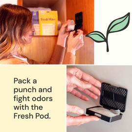 Fresh Wave Odor Removing Fresh Pod | 2 Refillable Fresh Pods & 2 Fresh Wave Packs | Safer Odor Relief | Natural Plant-Based Odor Eliminator for Small Spaces | Garbage Cans, Closets & Lockers