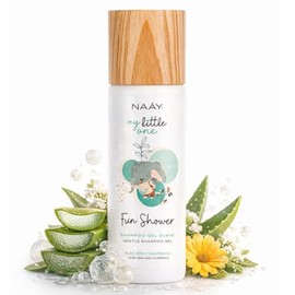 NAÁY My Little One Fun Shower Champú Gel Suave 2 en 1, 200 ml, Aloe Vera y Caléndula, Sin Sulfatos, Para Pieles Sensibles y Atópicas, Bebés y Niños, V