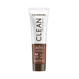 CoverGirl Clean Invisible, Deep Bronze, Foundation, Blendable Formula, Buildable Coverage, Lightweight, Natural Finish, Non-Comedogenic, 1oz