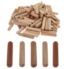 Nihfien 100 Pcs 3/8"x2" (10x50 mm) Wooden Dowel Pins, Straight Grooved Fluted Wood Dowel Rods for Drawer Furniture Door Hardwood Craft Woodworking