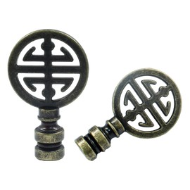 Luomorgo 2 Pcs Lamp Finial, Decorative Finials for Lamp Shades, Antique Brass Lamp Finial Cap Knobs for Table Lamp, Floor Lamp, Desk Lamp Decor (Symbol of Lucky)