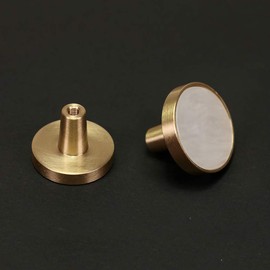 EVERGD 27mm Pure Copper Handle Shell Brass Gold Wardrobe Kitchen Cabinet Door Knobs Drawer Cupboard Hardware Pull Handle Clothes Coat Hook Modern Simple (6, White)