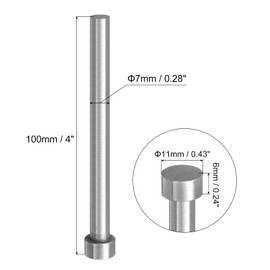 uxcell 5Pcs Straight Ejector Pins, 7mm (0.28") Dia. SKD61 Round Tip Punch 100mm (4") Long for Mechanical Maintenance