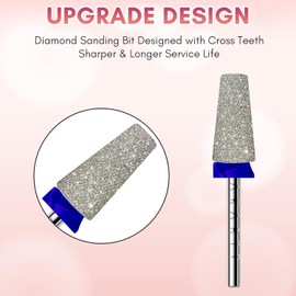 Makartt Electric Nail Drill Bits: Tapered Barrel Carbide Diamond Sanding Bit for Nail Prep Shaping, Upgrade Drill Tips with Cross Teeth & Dust-Proof Ring for Manicure Salon Cuticle Remove, M #150 Grit