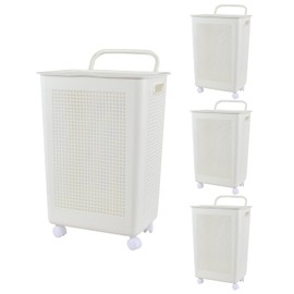 AnnkkyUS 4 Packs Plastic Laundry Hamper with Wheels and Lid, 65 Liters Tall Large Clothes Laundry Baskets