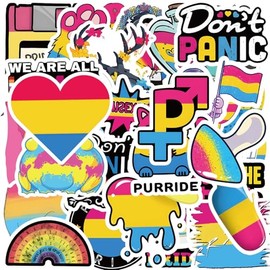 MEPLUM 50 PCS Pansexual Pride Stickers Bulk, Pansexual Pan Stuff for Pride Accessories Present Celebration Parades Home Decor Party Supplies Festivals
