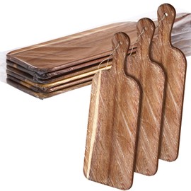 6 Pcs Cutting Board Set Plain Chopping Board with Handles Laser Engraving Serving Board Wooden Charcuterie Kitchen Board Bulk for DIY Housewarming Christmas Gift (16 x 5 Inch, Acacia Wood)