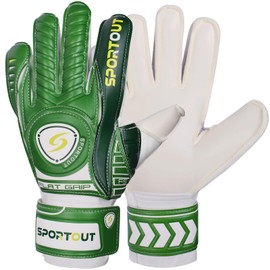 Sportout Goalkeeper Gloves with Fingersave, Football Gloves, Goalkeeper Gloves Men, 4 mm Latex, for Children, Adults and Teenagers